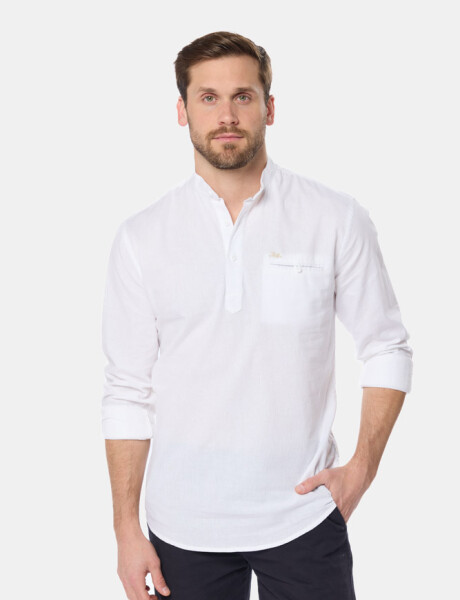 CAMISA DE LINO CUELLO MAO Blanco