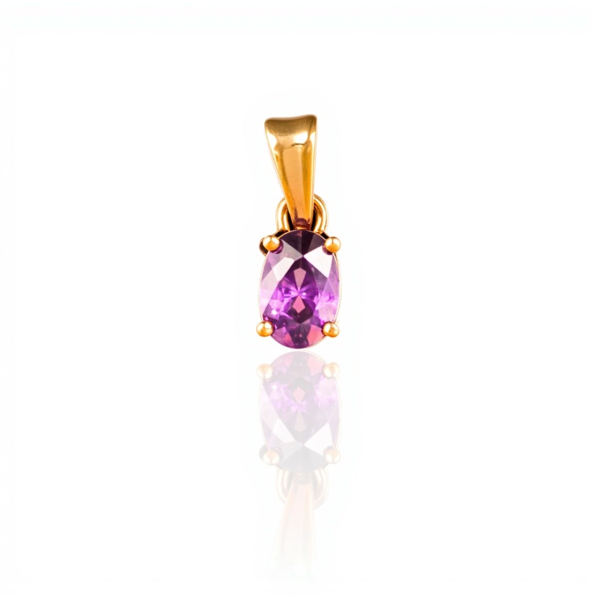 Dije Oval-Oro bajo-Piedra Amatista-CP8510 - conpiedra 
