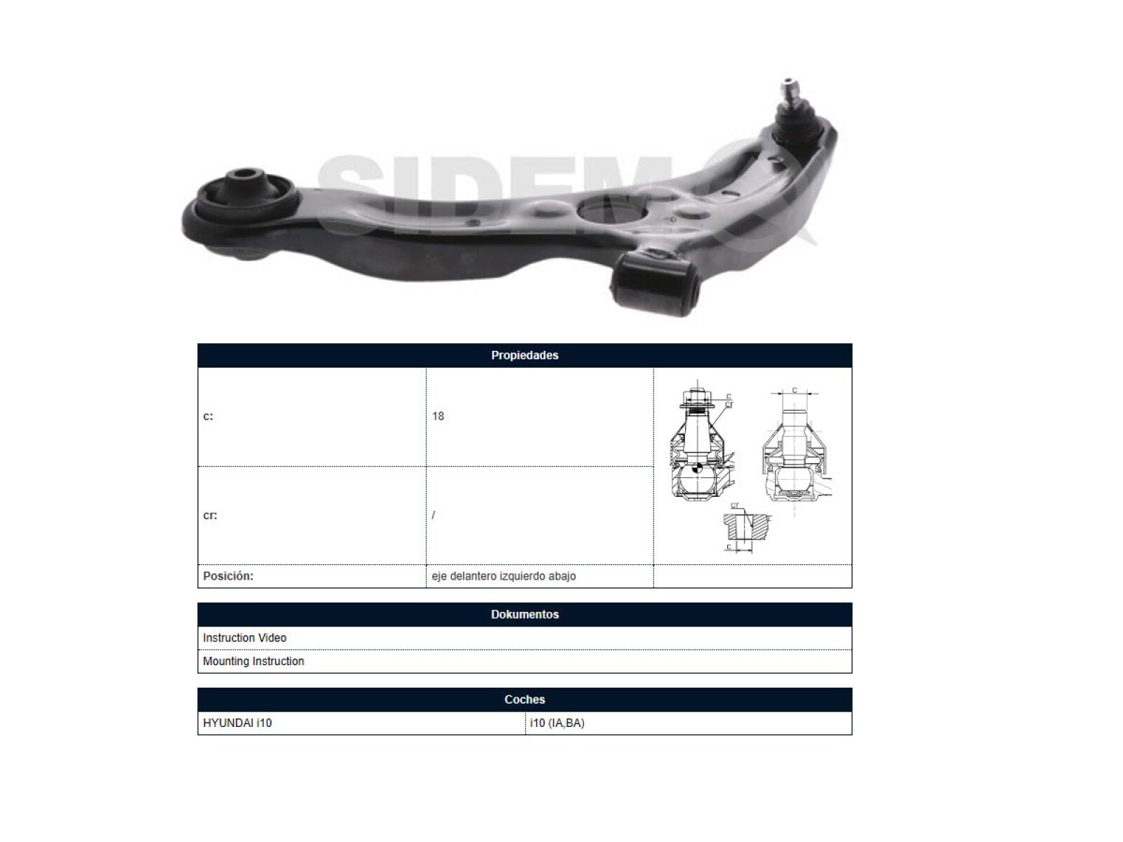 Parilla De Suspension Delantera Hyundai I10 14-25 Izq 