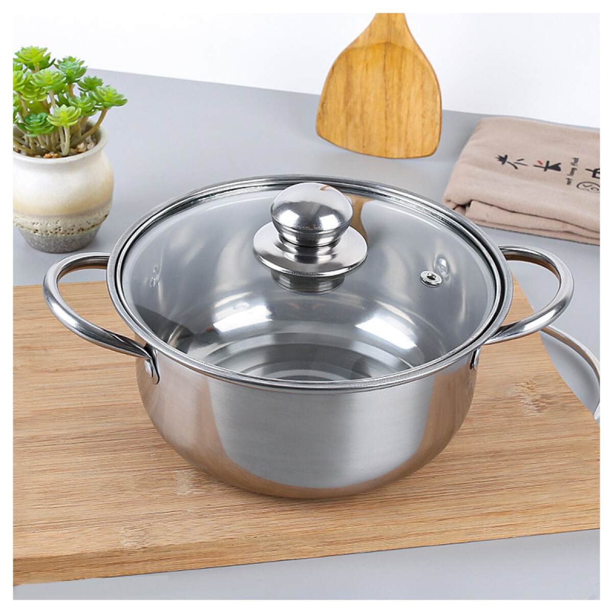 Olla de acero inoxidable con tapa Ø20cm - Olla De Acero Inoxidable Con Tapa ø20cm 