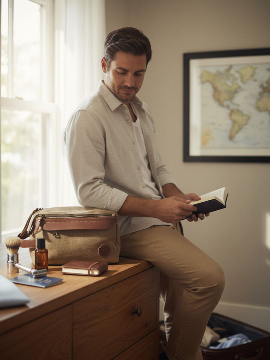 Neceser de Lona Vintage - Marrón 