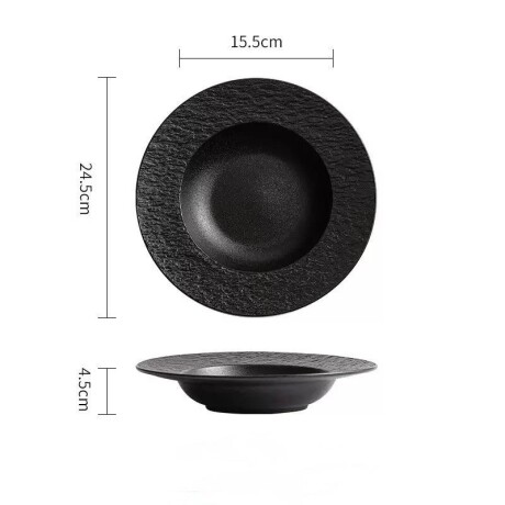 Plato Cerámica Negra - Línea Black Stone – Ø24.5 x 4.5 cm Plato Cerámica Negra - Línea Black Stone – Ø24.5 x 4.5 cm