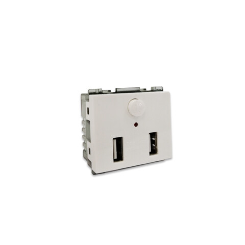 Mód. cargador p/2 USB-A 2.1A blanco - Atenea Plus M48280