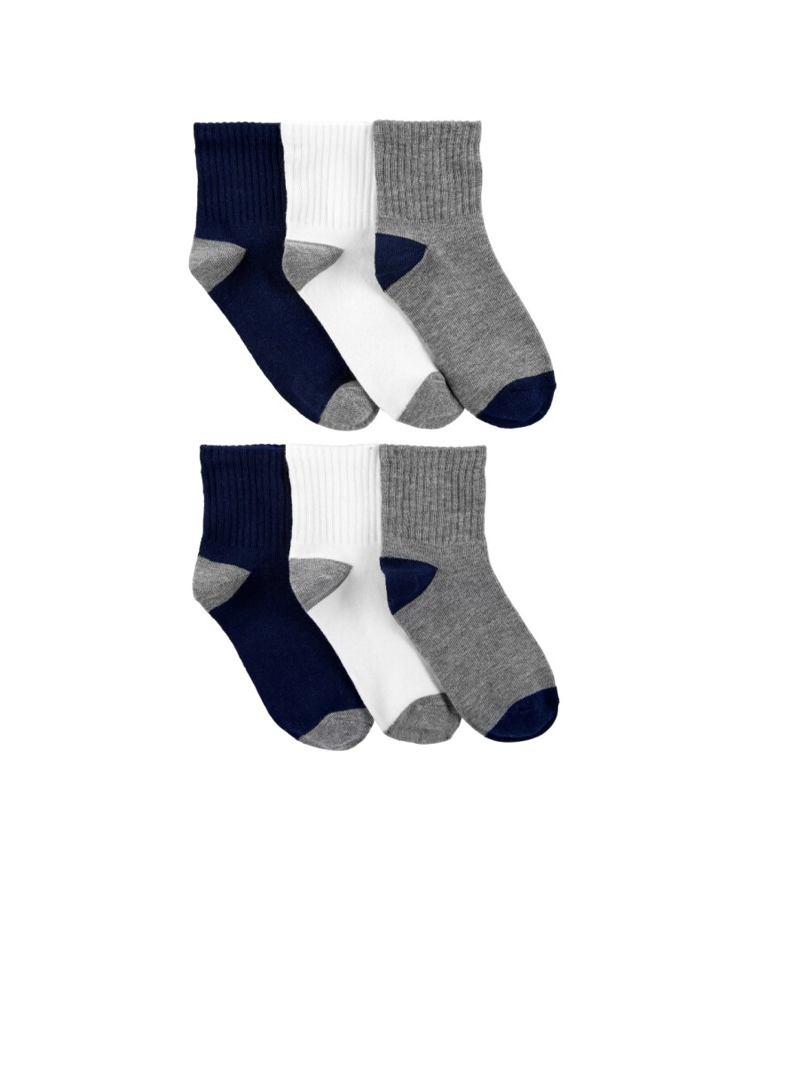 Set Medias Carters x6 Toddler Lisas Azul Gris 2 a 4 