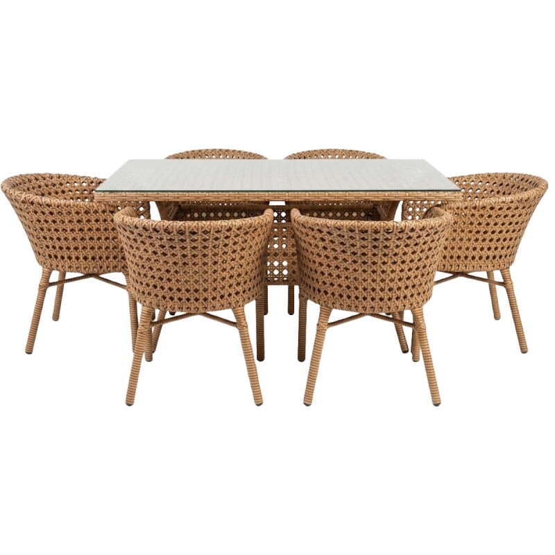 JGO COMEDOR GEORGIA TAPA VIDRIO 6 PUESTOS Unica