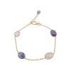 Pulsera Force-Plata Rodinada micra oro 18k-Piedra Kyanita y Morganita -PU2001 conpiedra