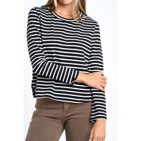 Remera Rayada Algodón Negro