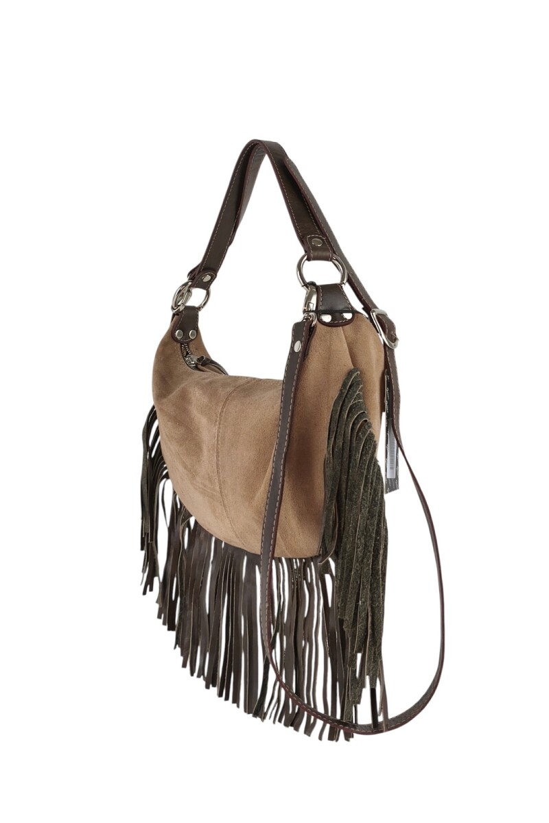 Cartera con flecos Beige
