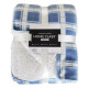 Frazada Flannel con Corderito Queen Size HOME CLASS 220 x 260 cm AZUL CUADRILLE