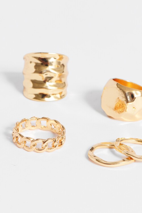 Set de anillos metalicos cadena dorado