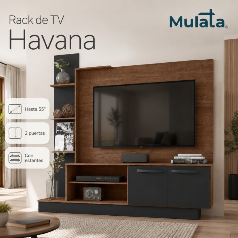 Rack para Tv 55" con estantes modular - MDP - Dakar / Nero Rack para Tv 55" con estantes modular - MDP - Dakar / Nero