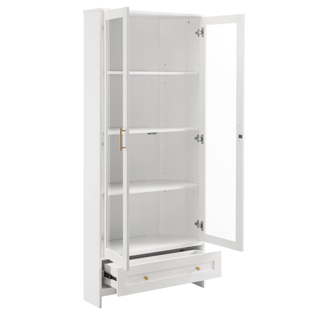 CRISTALERO 2 PUERTAS COPERO BOTELLERO ARMARIO ESTANTERÍA ESQUINERO BLANCO