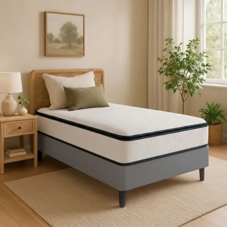 Sommier plaza y media Hamptons Mercury Gris