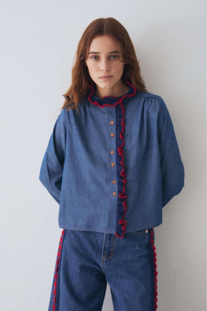 Blusa Swim Jean Crochet - Azul 