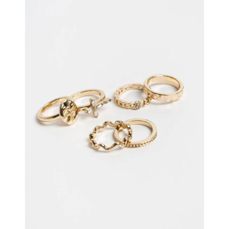 Sets Anillos Cruces Con Strass Dorado