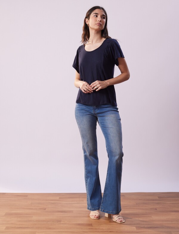 Remera Lino Frunce MARINO