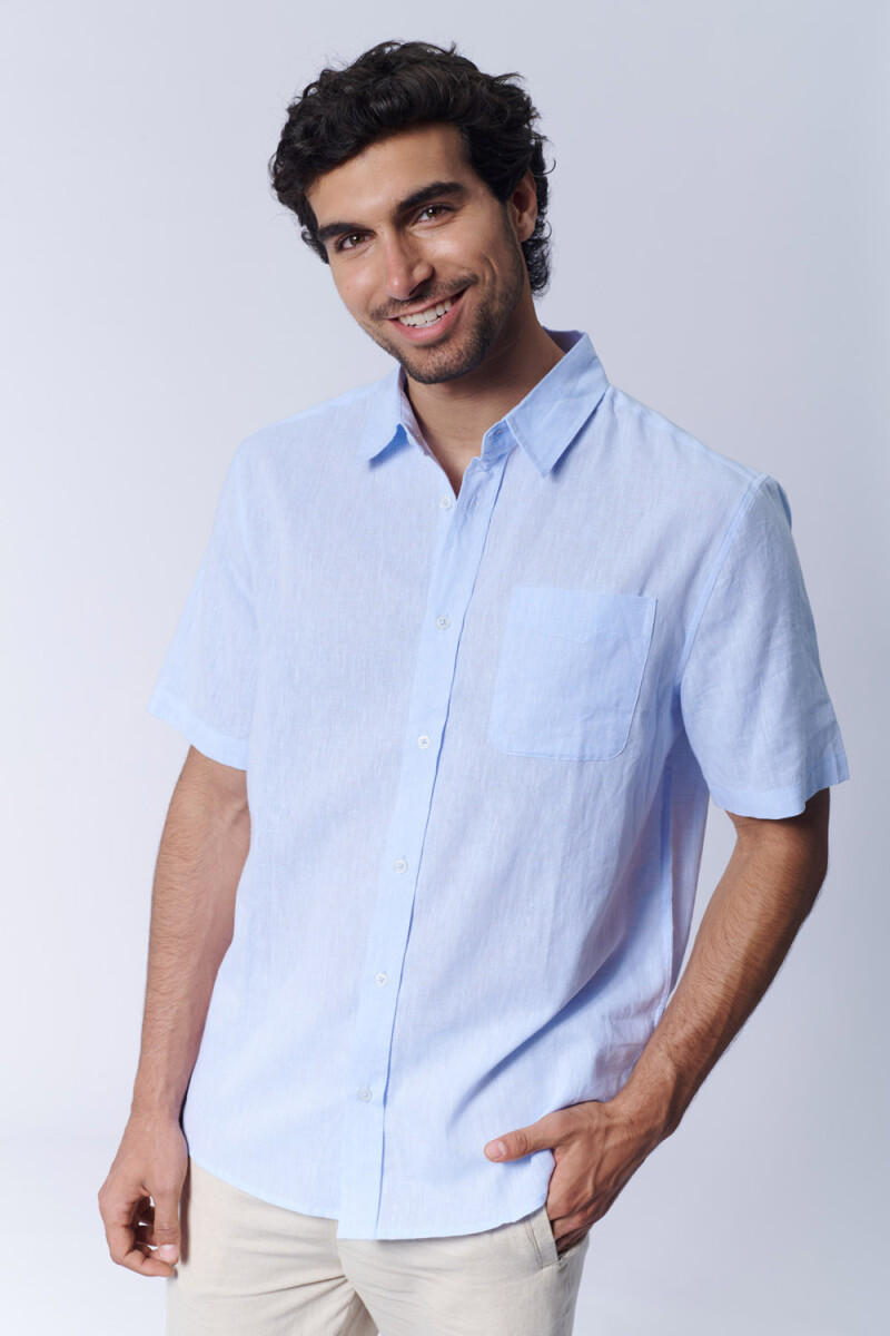 Camisa lino Celeste