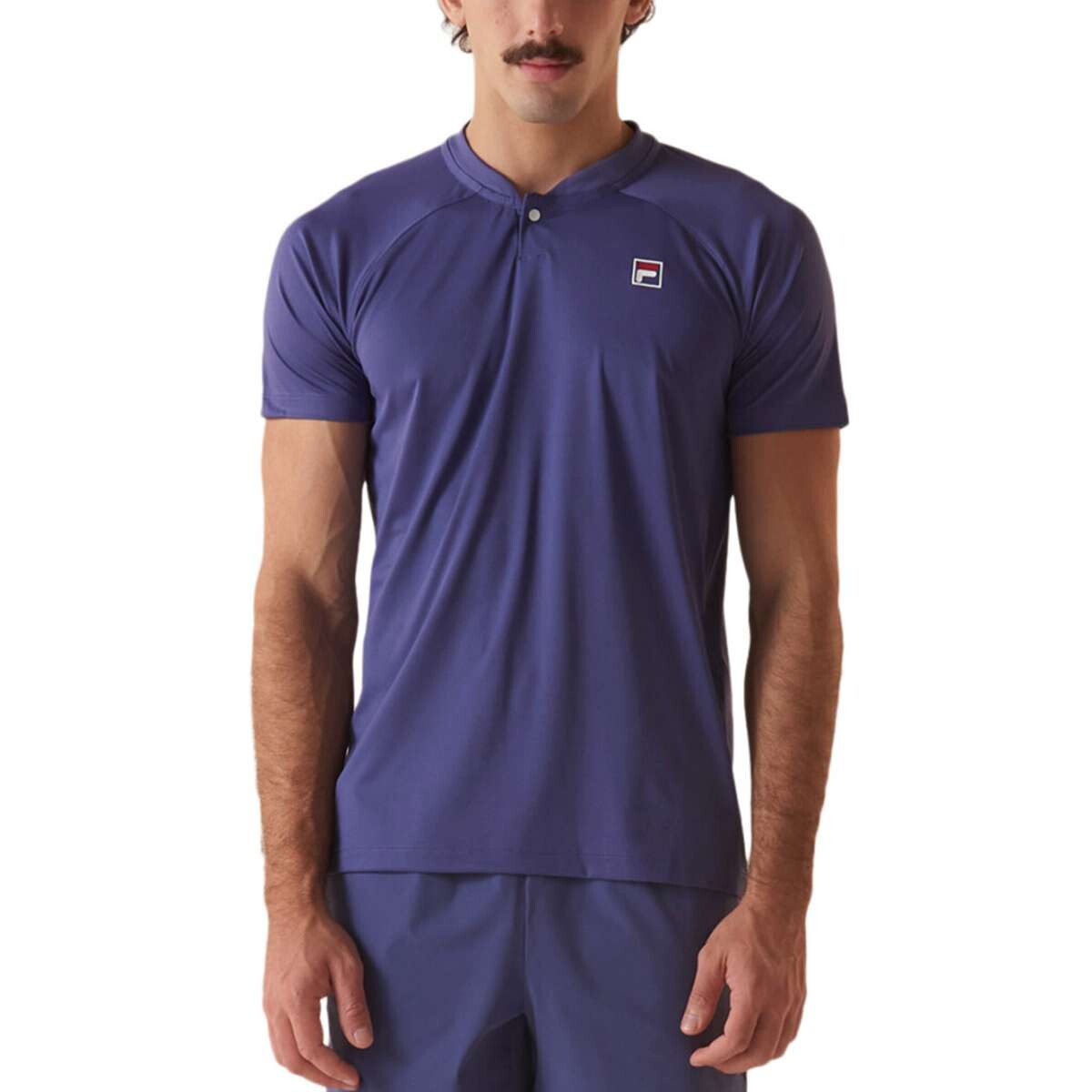 Fila Player F-Box Basic Polo Tenis Para Hombre - Azul Carbono-Blanco 