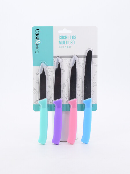 CUCHILLOS MULTIUSO SET x 4 MULTICOLOR