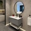 Mueble de baño suspendido Gray 80cm con bacha de loza Mueble De Baño Suspendido Gray 80cm Con Bacha De Loza