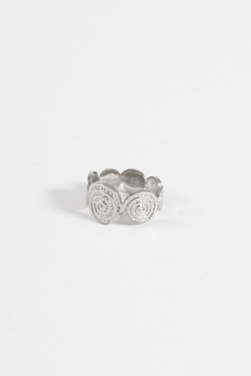 Anillo acero espiral plateado