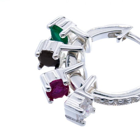 Par de aros de plata 925 con circonias colgante. Par de aros de plata 925 con circonias colgante.