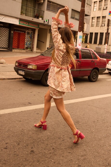 Long Smock Shirt Brocato Rosado