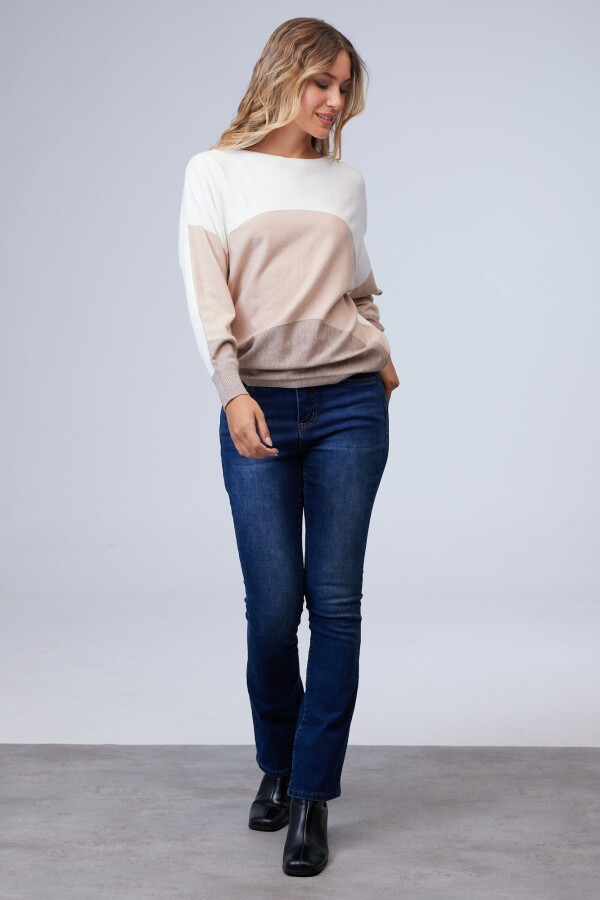 Buzo Dolman Colorblock MULTI/BEIGE