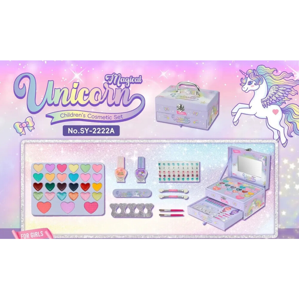 Maletín de maquillajes con sombras, brillos, esmaltes y más... Lila