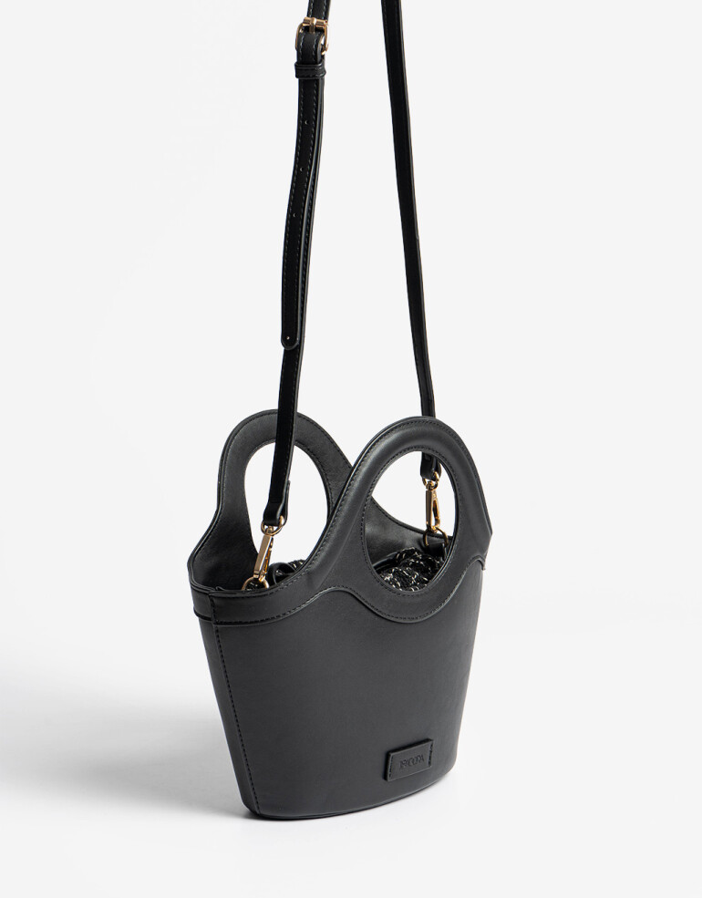 City Cartera City Con Bolso Tejido - Negro