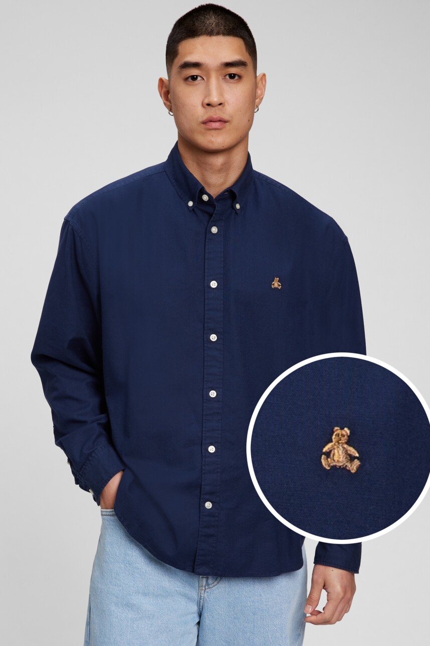 Camisa Oxford Con Osito Brannan Hombre Tapestry Navy