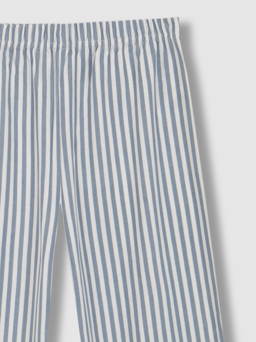 Pijama De Rayas Con Contraste Azul Viejo