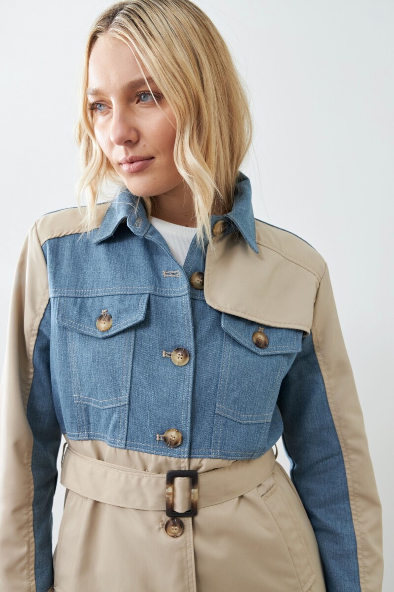 Trench bicolor jean medio