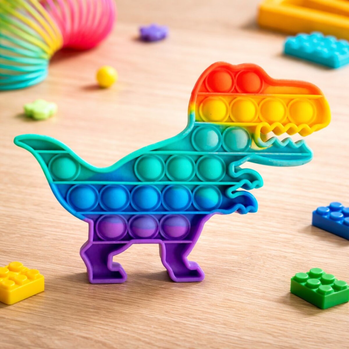 DINOSAURIO DE SILICONA POP IT DIDÁCTICO 