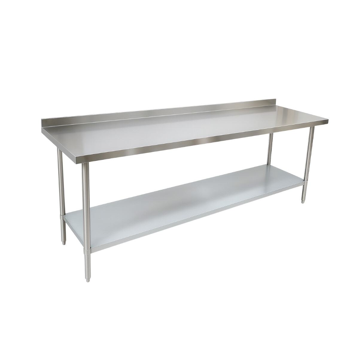 Mesada de Trabajo con Estante y Respaldo de Acero Inoxidable 190 x 60 x 85 cm 