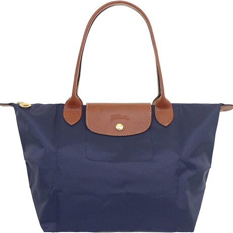 Longchamp -Cartera Longchamp plegable de nylon con cierre y asa larga, Le pliage M Azul