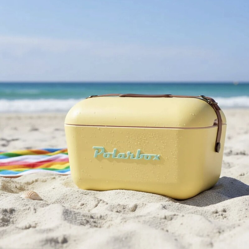 Conservadora Hielera Polarbox Vintage 12 Litros Con Asada POP Amarillo y Verde Agua