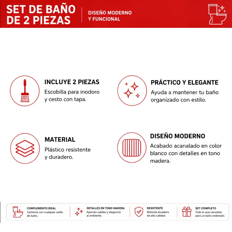 Set 2 piezas de baño BLANCO