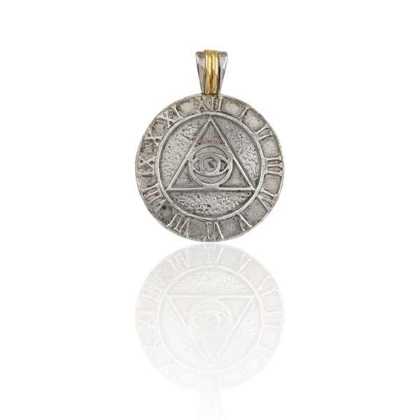 Dije Colgante Ojo de providencia-Plata 925 y Oro-Sin piedra-CP5076 sinpiedra