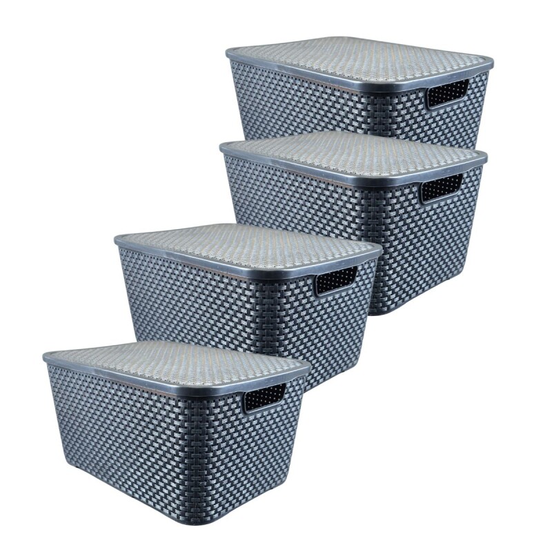 Set x4 caja ratán 20 lts NEGRO