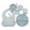Set Alimentación Bebé en Silicona Libre Bpa 10 Piezas Gris