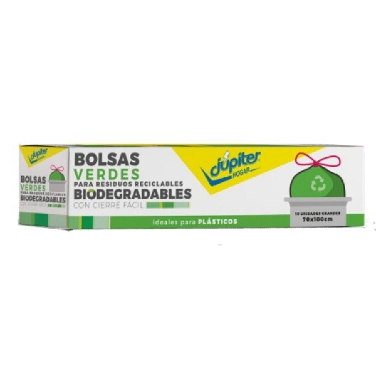 BOLSAS P/ RESIDUOS JUPITER CIERRE FACIL 50X55 10 UNIDADES VERDE 