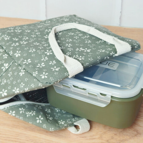 Lunchera rectangular 24x12x22 cm con asa Gris
