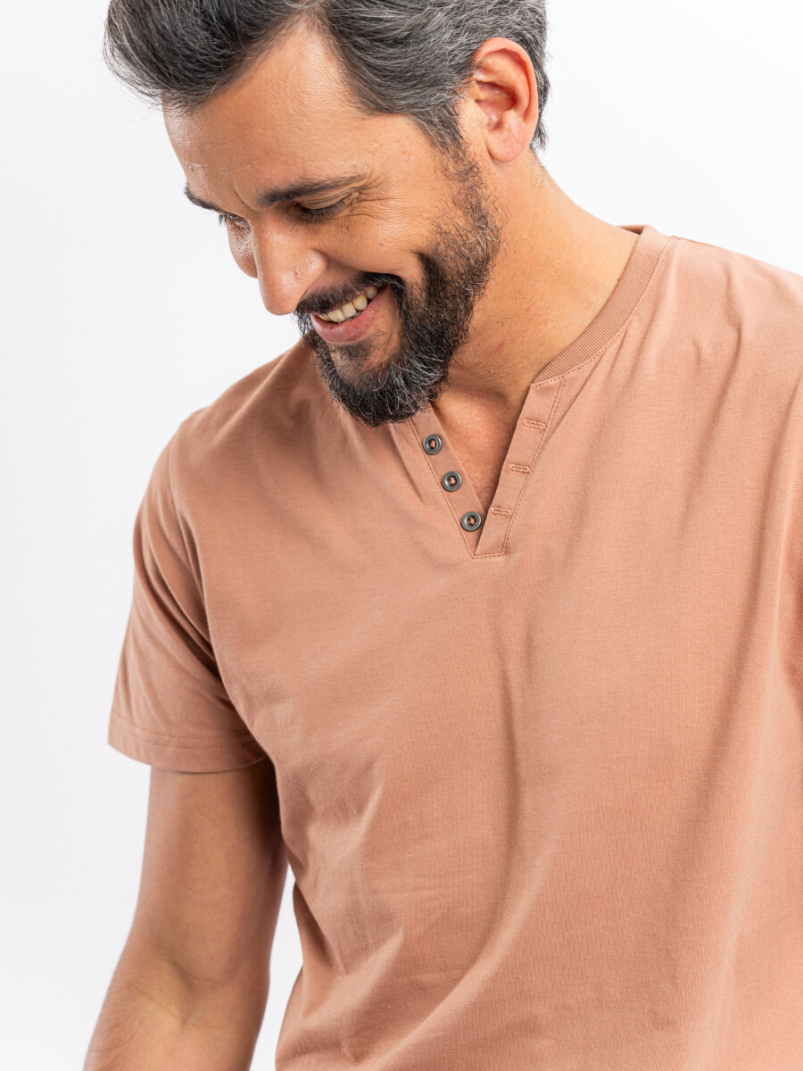 T-shirt m/c botones - tostado 