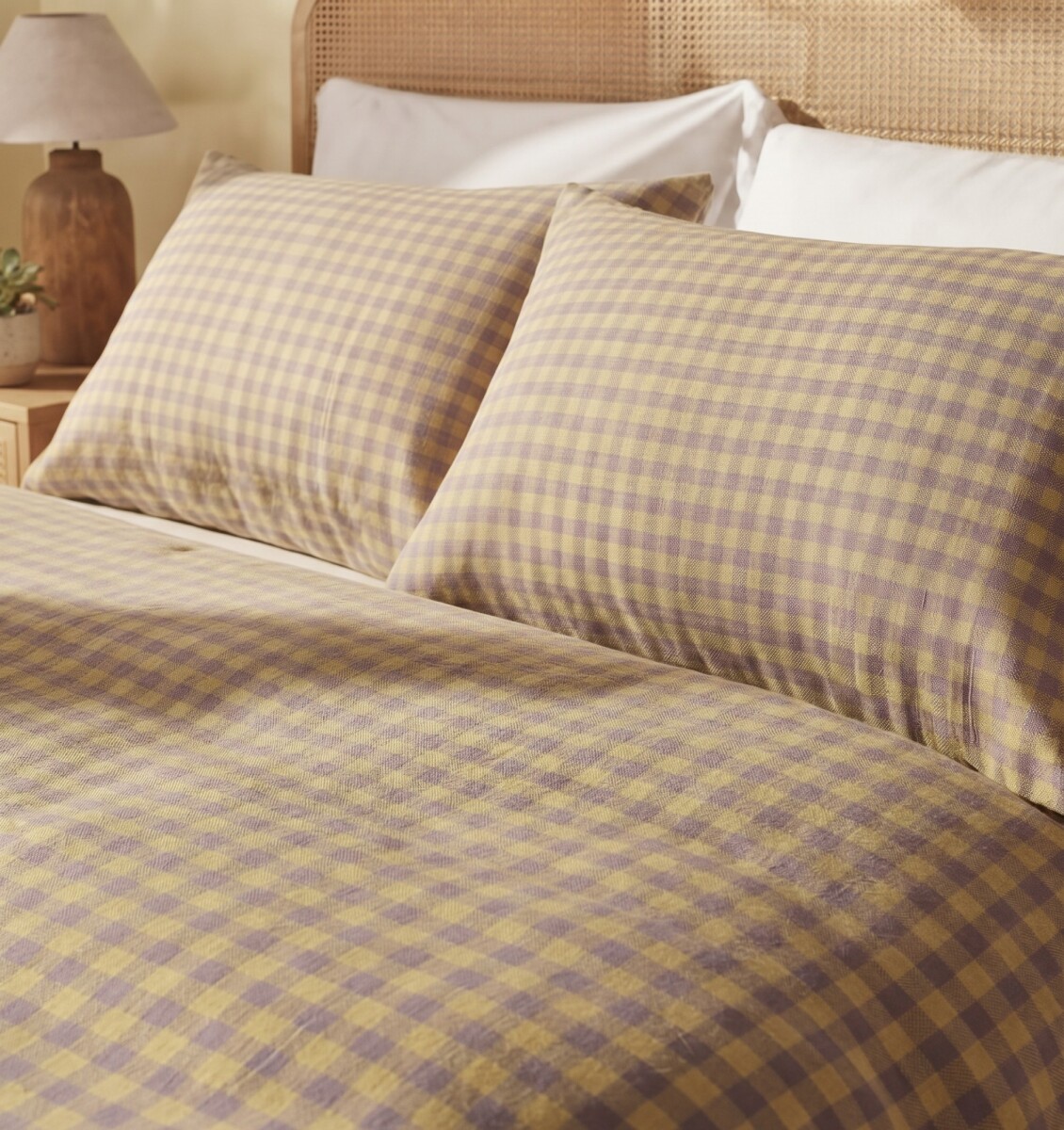 Fundas de almohada algodón Vichy Amarillo - 50x70cm 