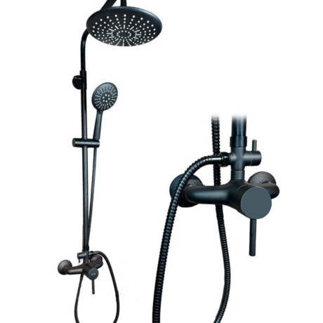 Monocomando para ducha con cuerpo de acero inoxidable, línea U Home, modelo Plus, con manguera de 1,5m, negro mate. Monocomando para ducha con cuerpo de acero inoxidable, línea U Home, modelo Plus, con manguera de 1,5m, negro mate.