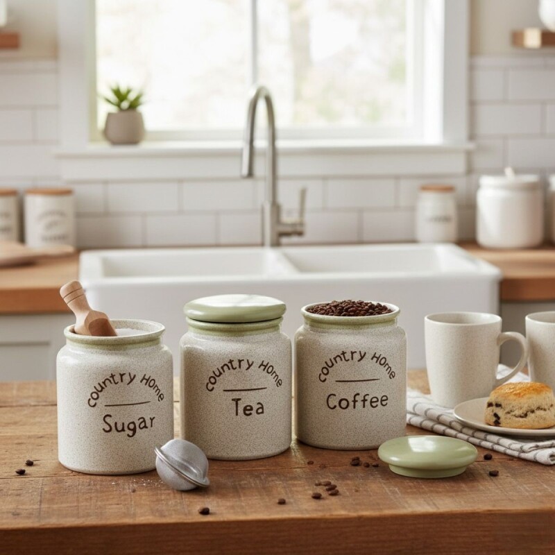 SET FRASCO CERAMICA BLANCO 3PZAS 10X13.5CM Unica