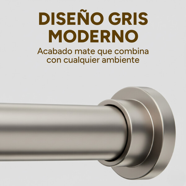 Barrote Extensible Para Cortina Metal 91-137Cm Con Punteros Color Gris