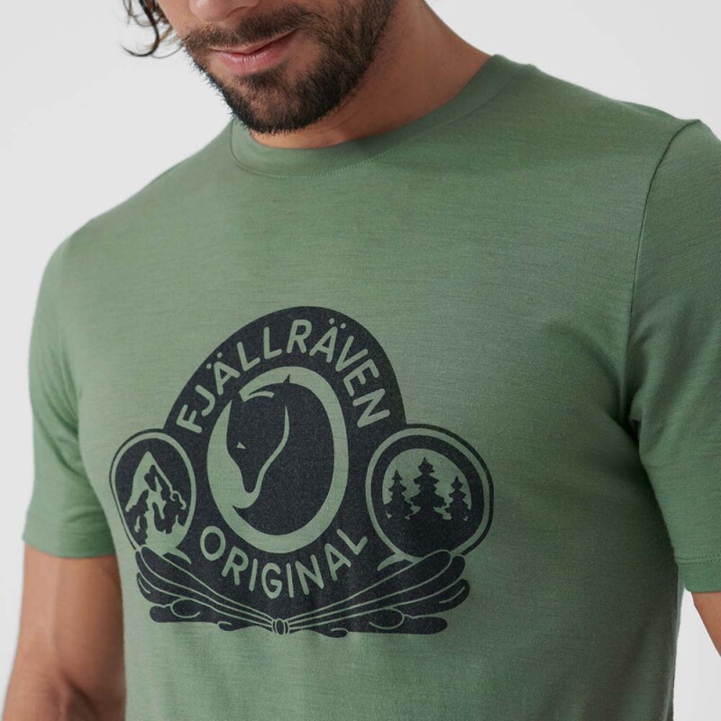 Polo Fjallraven Abisko Wool Classic SS M Hombre Patina Green