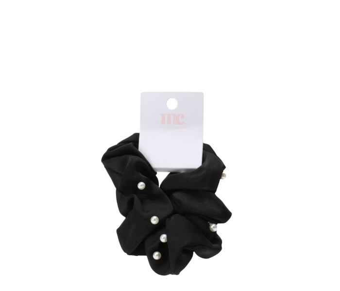 Gomita de pelo de tela con perlitas Miss Carol Negro